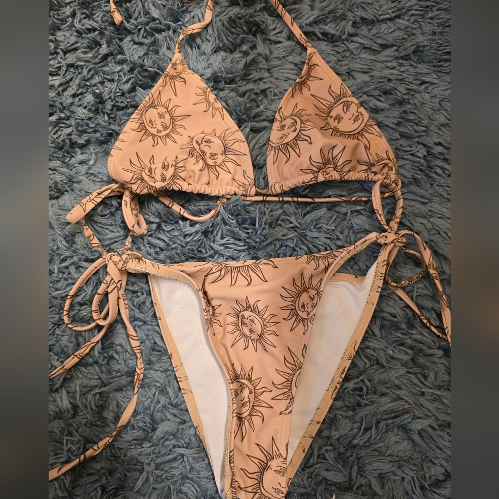 ROMWE Cream and Black One Piece Floral Design